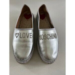 MOSCHINO LOVE MOSCHINO SILVER ESPADRILLES Size 40